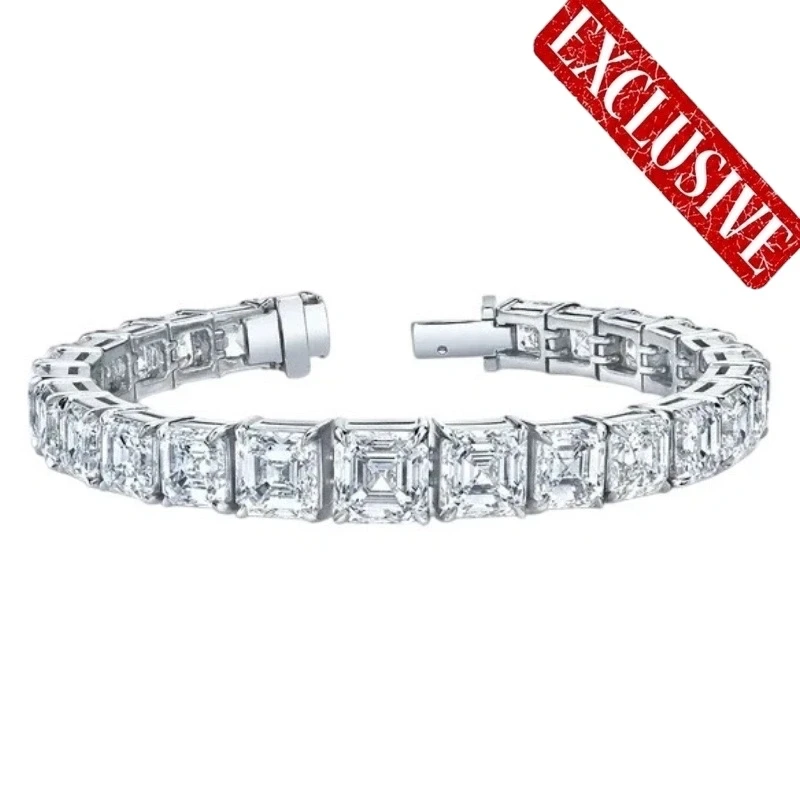ASSCHER DIAMOND 28.40 CT E-F/VS1-VS2 BRACELET (SIZE 17) GIA