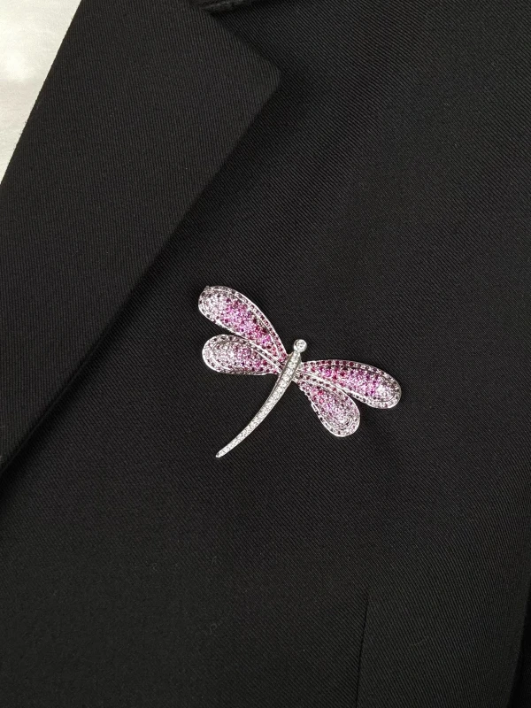 Earrings without a brand VINTAGE DIAMONDS&PINK SAPPHIRES DRAGONFLY PB1406 4