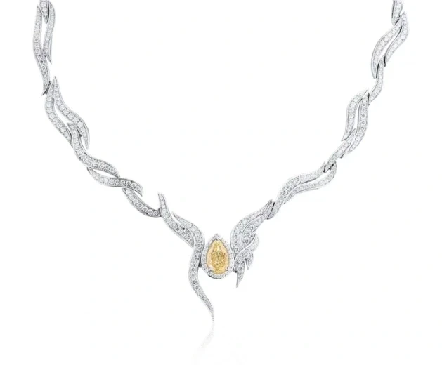 PEAR DIAMOND 3.11 CT FANCY LIGHT YELLOW/VS2 NECKLACE