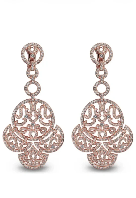 LACE CHANDELIER EARRINGS IN ROSE GOLD
