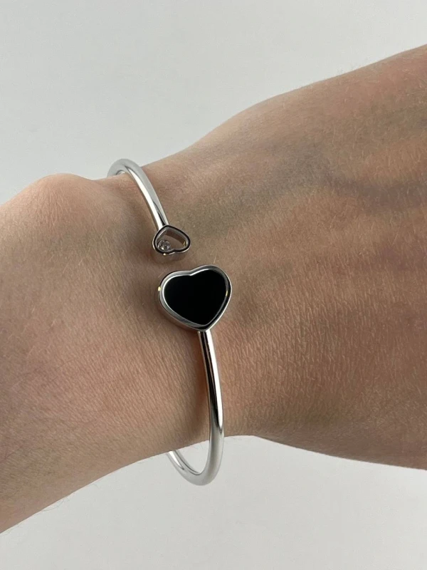Chopard HAPPY HEARTS BRACELET, ONYX, WHITE GOLD 857482 6
