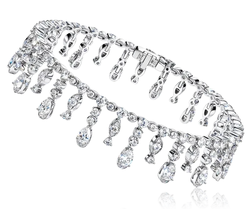White Gold White Pear and Round Diamond 5.73 ct Bracelet (SIZE 17)