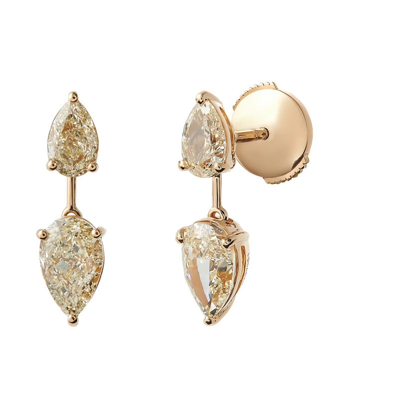 PEARS DIAMOND 1.22-1.25 CT FANCY  LIGHT YELLOW/VVS EARRING