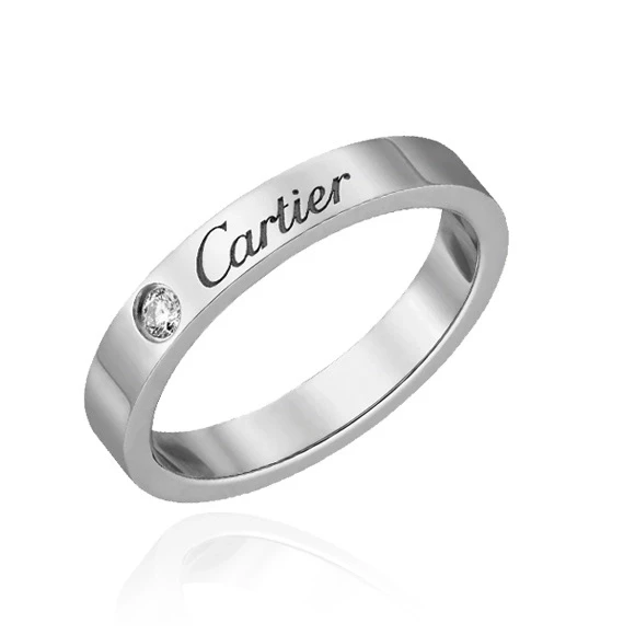 C DE CARTIER WEDDING BAND, PLATINUM, 1 DIAMOND