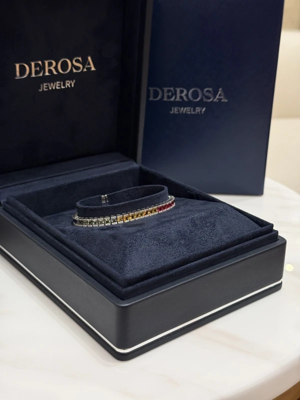 DeRosa MULTICOLOR SAPPHIRE TENNIS BRACELET 10.78 CT  (SIZE 17) B868071 2