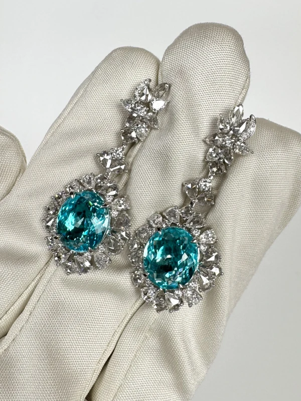 Earrings without a brand PARAIBA TOURMALINE 4.83-5.78 CT (NEON BLUE) EARRINGS NN 4.83-5.78 CT 4