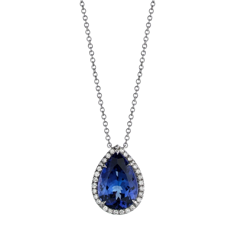 Soleste Pendant in Platinum with a Tanzanite and Diamonds