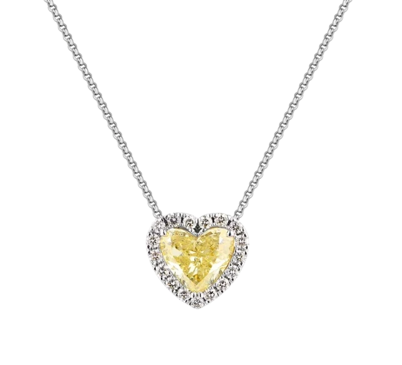 RalfDiamonds HEART DIAMOND 9.07 CT FANCY LIGHT YELLOW/SI PENDANT RD9.07CT