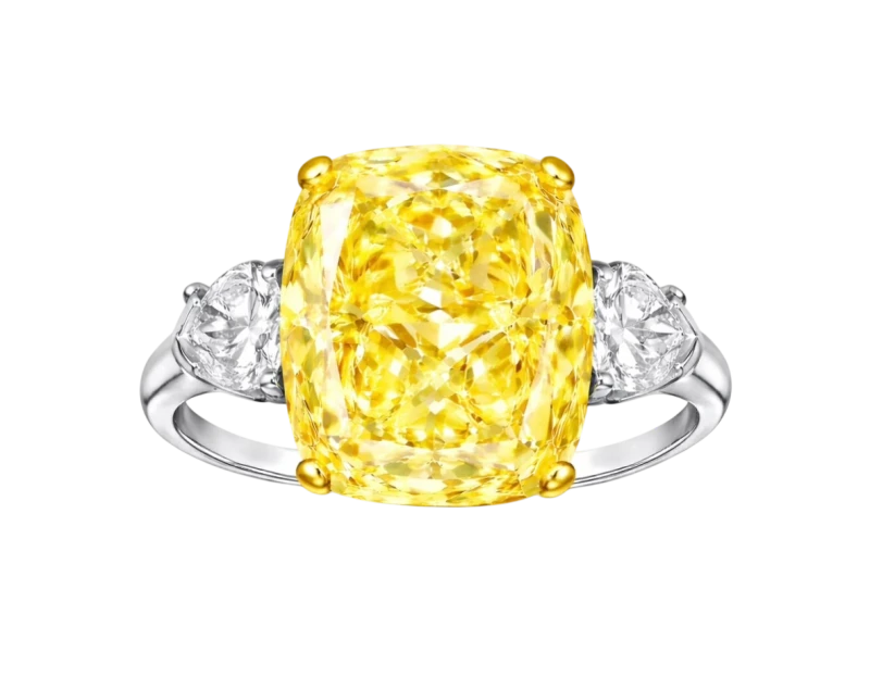 CUSHION DIAMOND 7.08 CT FANCY YELLOW/VS1 RING (GIA) SIZE 52