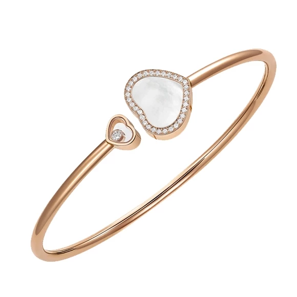 HAPPY HEARTS BANGLE, MOTHER OF PEARL, DIAMONDS, ROSE GOLD