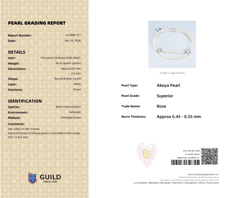No name AKOYA PEARL 8.00-8.50 MM & DIAMONDS 4.12 CT NECKLACE P8-8.5MM 2