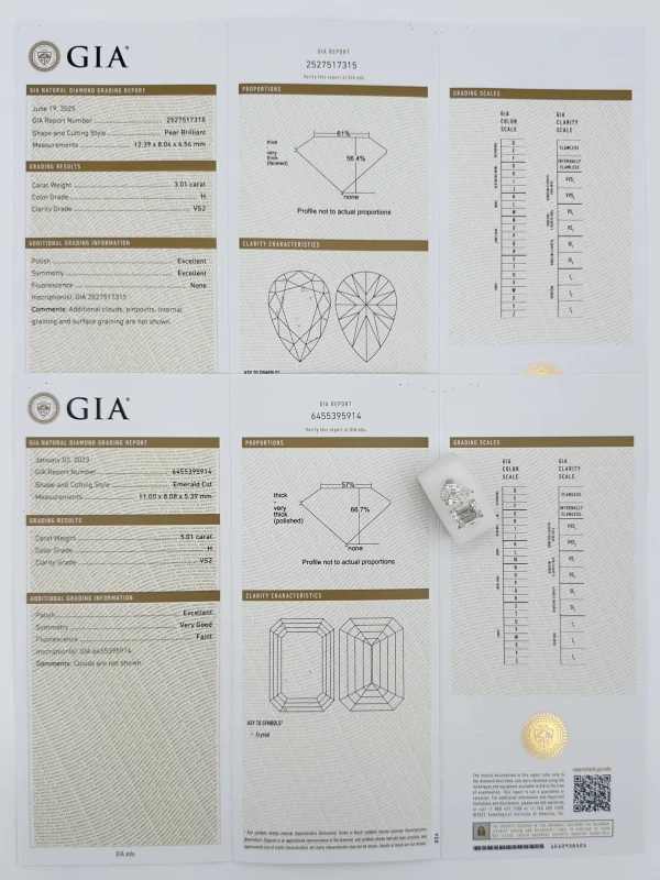 Earrings without a brand EMERALD DIAMOND 5.01 CT & PEAR DIAMOND 3.01 CT RING (GIA) NN5.01-3.01 7