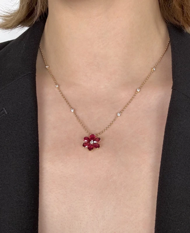 DeRosa PEARSHAPE RUBY 3.80 CT "PIGEONS BLOOD" PENDANT N559572 2