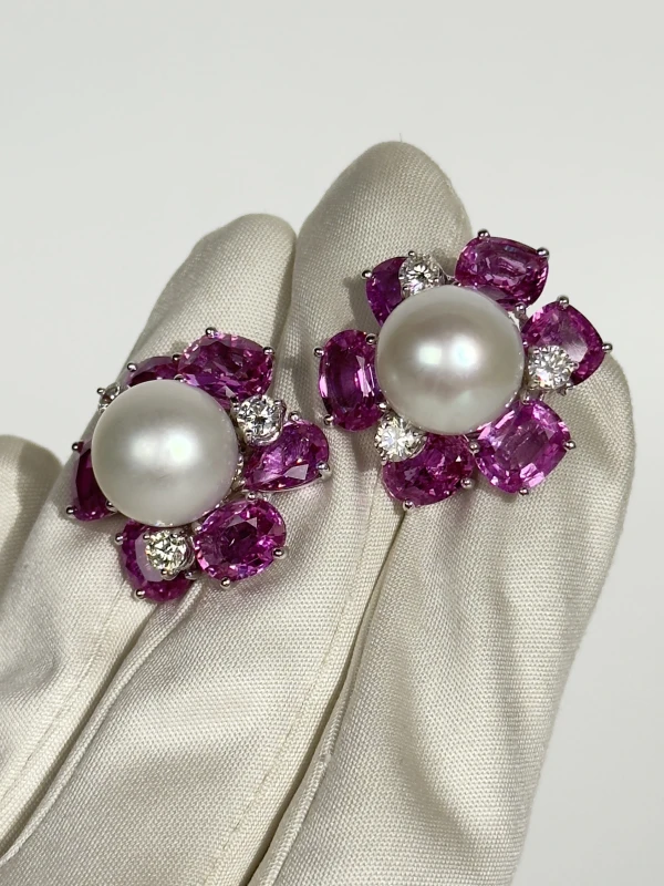 ADLER. PEARL & PINK SAPPHIRE, DIAMOND SET 69802/69805 7