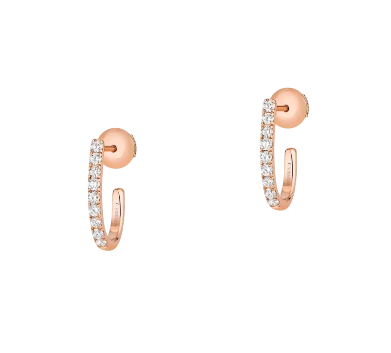 Gatsby XS Hoop, Pink Gold Diamond Earrings
