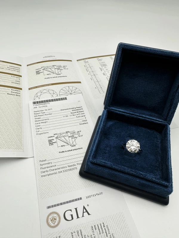 СЕРЬГИ NO NAME КОЛЬЦО С БРИЛЛИАНТОМ 5,63 CT E/VVS2 (GIA) 5.63 CT 100824 1