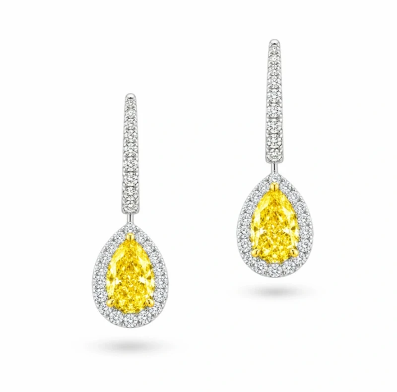 YELLOW PEAR DIAMOND EARRINGS 2.78 CT (GIA)