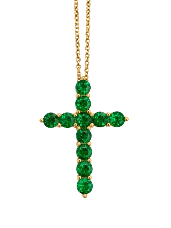 ROUND EMERALD 2.22 CT CROSS MEDIUM PENDANT