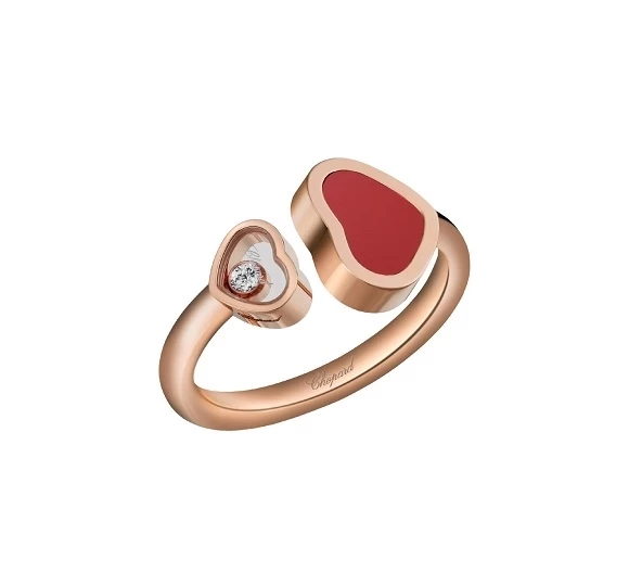 HAPPY HEARTS RING. INLAY RED