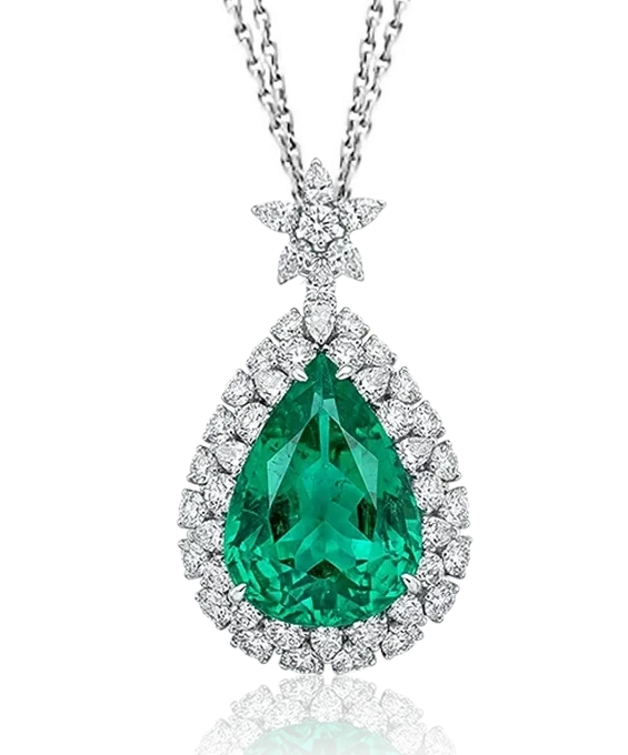 COLOMBIA EMERALD 28.15 CT GREEN NECKLACE (GRS)