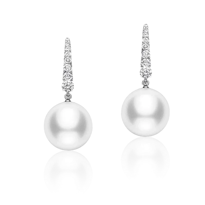 DIAMOND AND PEARL 15.7 mm EARRINGS (GIA)