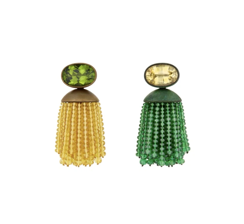 MULTI-GEM TASSEL EARRINGS