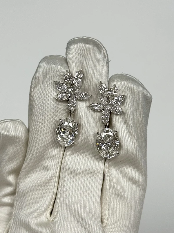 СЕРЬГИ NO NAME OVAL DIAMOND 5.10 - 5.70 CT F/VS1 EARRINGS (GIA) NN5.10-5.70 CT F/VS1 2