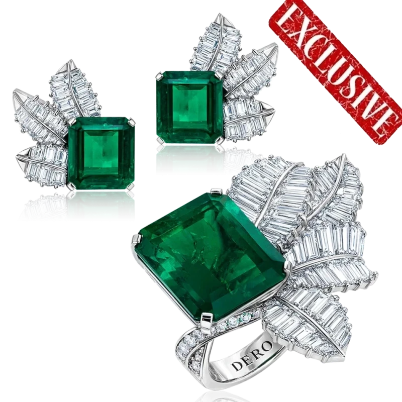 DeRosa COLOMBIA EMERALD 12.26 - 2.90 - 3.45 CT MUZO GREEN SET (GRS) R150140/E501702 1
