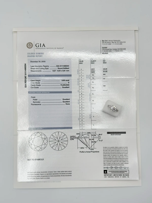 De Beers ROUND DIAMOND 3.08 CT FLAWLESS/D RING (NEW) B47823 4