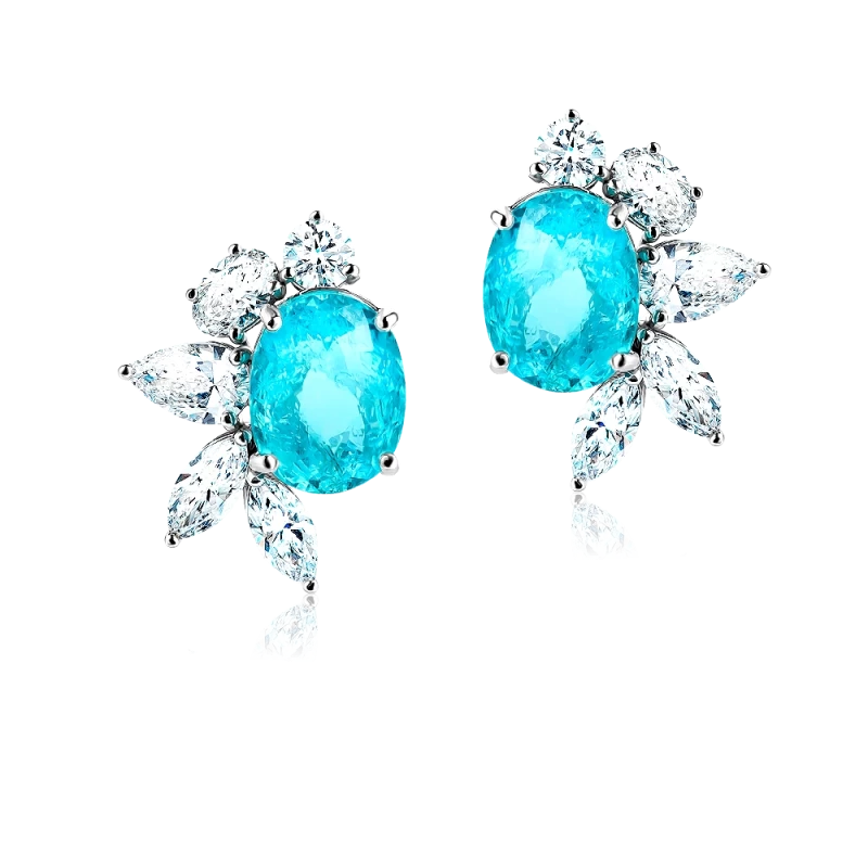 No name DIAMOND 4.68 CT AND PARAIBA  TOURMALINE 14.21 CT EARRINGS Paraiba earrings 14.21 ct