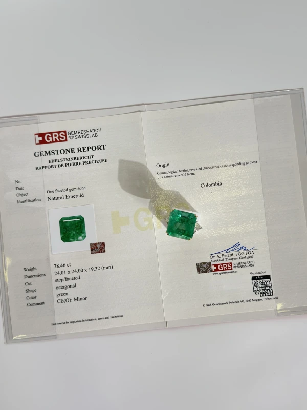 No name COLOMBIA EMERALD 78.46 CT GREEN RING (GRS) NN78.46 7