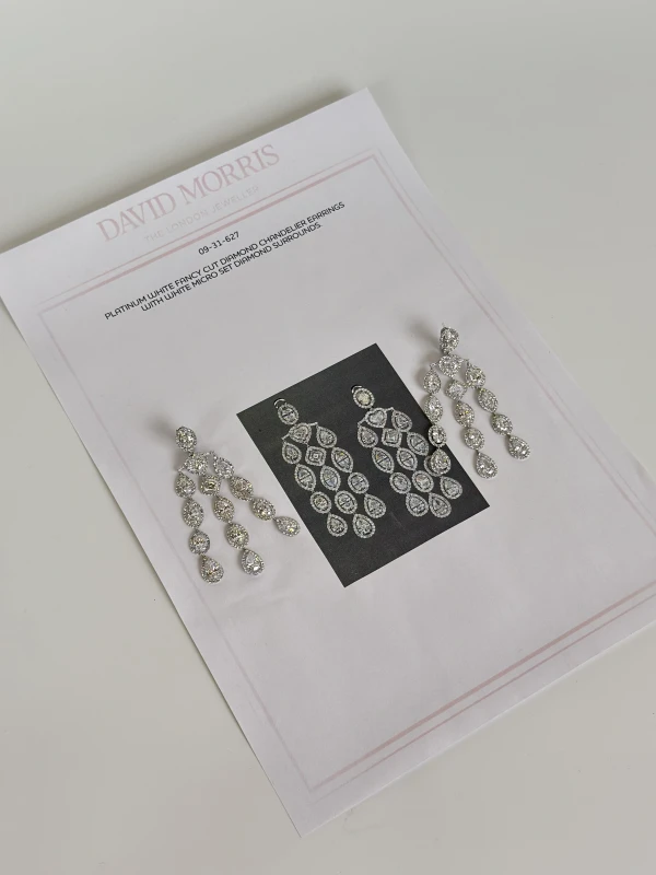 David Morris Platinum White Fancy Cut Diamond Chandelier Earrings 09-31-627 5