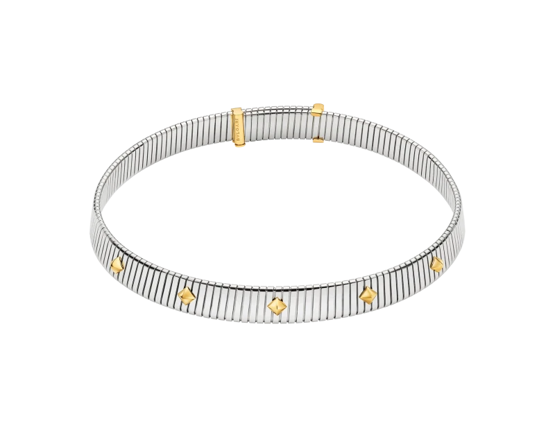 Bvlgari Tubogas Gold & Steel Necklace (SIZE 34)