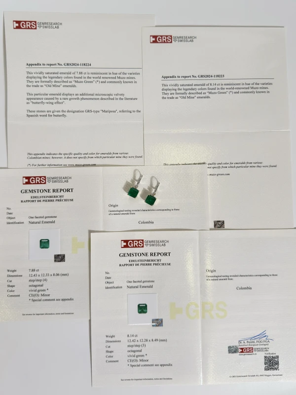 СЕРЬГИ NO NAME СЕРЬГИ С ИЗУМРУДАМИ 7.88-8.14CT GRS (COLOMBIA, VIVID GREEN) 7.88-8.14 Vivid Green 6