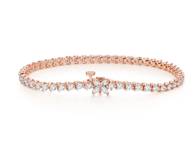 Victoria Tennis Bracelet in Rose Gold with Diamonds (SIZE 17)