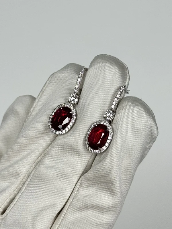 Earrings without a brand DIAMOND & RUBY 4.48 CT EARRINGS (GRS, No H!) NN4.48CT 3