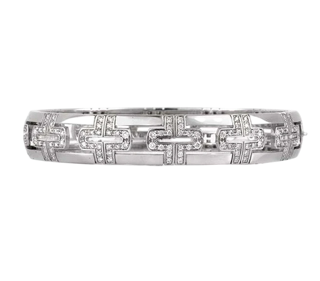 White Gold Diamond Parentesi Openwork Bangle (SIZE M)