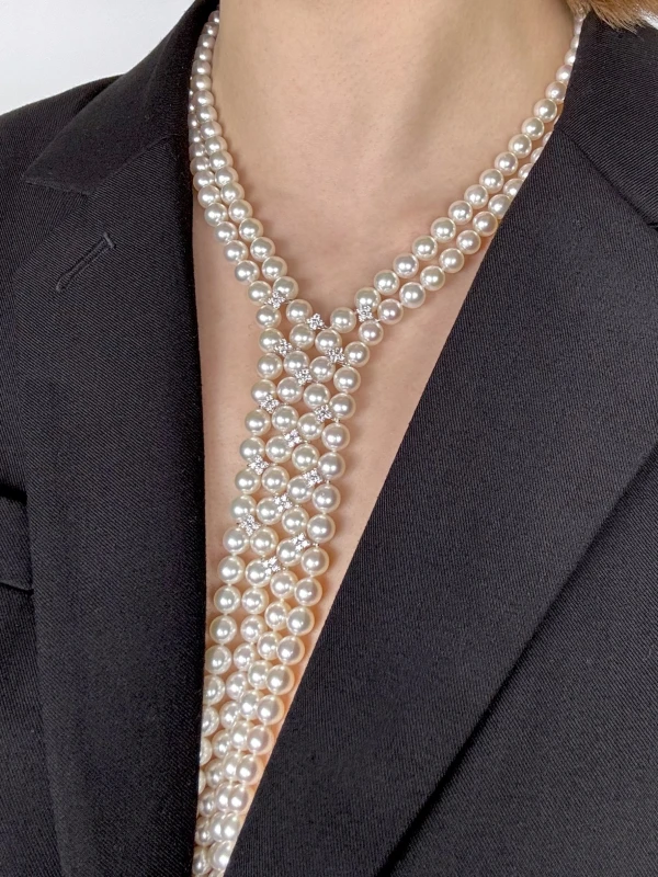 No name PEARL & DIAMOND SET 17.5-18.0 5