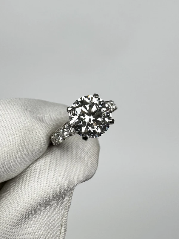De Beers ROUND DIAMOND 3.08 CT FLAWLESS/D RING (NEW) B47823 4
