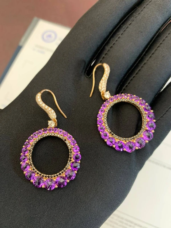 Earrings without a brand AMETHYST 7.60 CT AND DIAMOND 1.75 CT EARRINGS, ROSE GOLD NN AM 7.60 CT 9