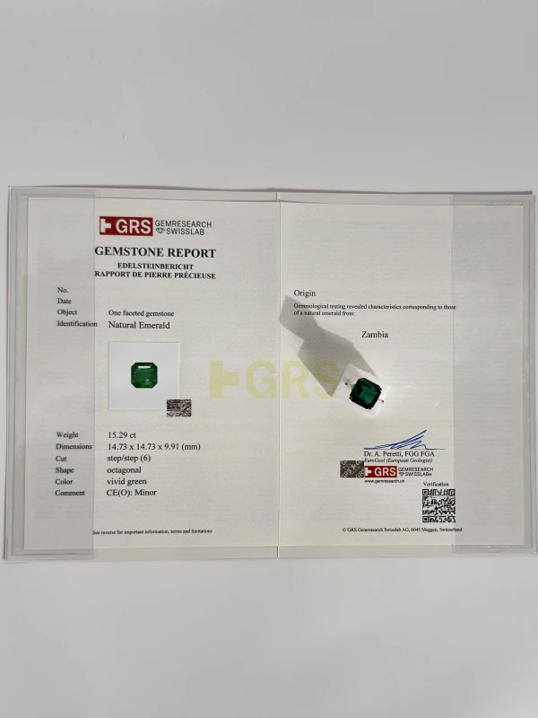 Earrings without a brand EMERALD 15.29 CT VIVID GREEN RING (GRS) NNEmerald15.29CT 7