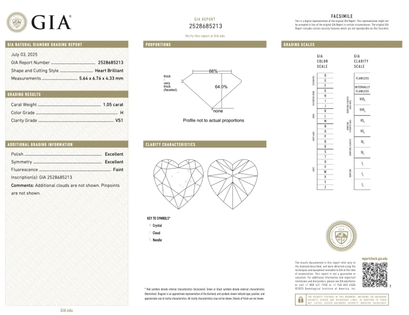 Earrings without a brand HEART DIAMOND 1.00-1.05 CT H/VS1 EARRINGS (GIA) NN1.00-1.05CT H/VS1 4