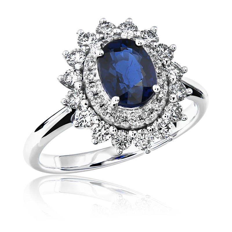 OVAL SAPPHIRE 1.58 CT ROYAL BLUE RING (SIZE 52)