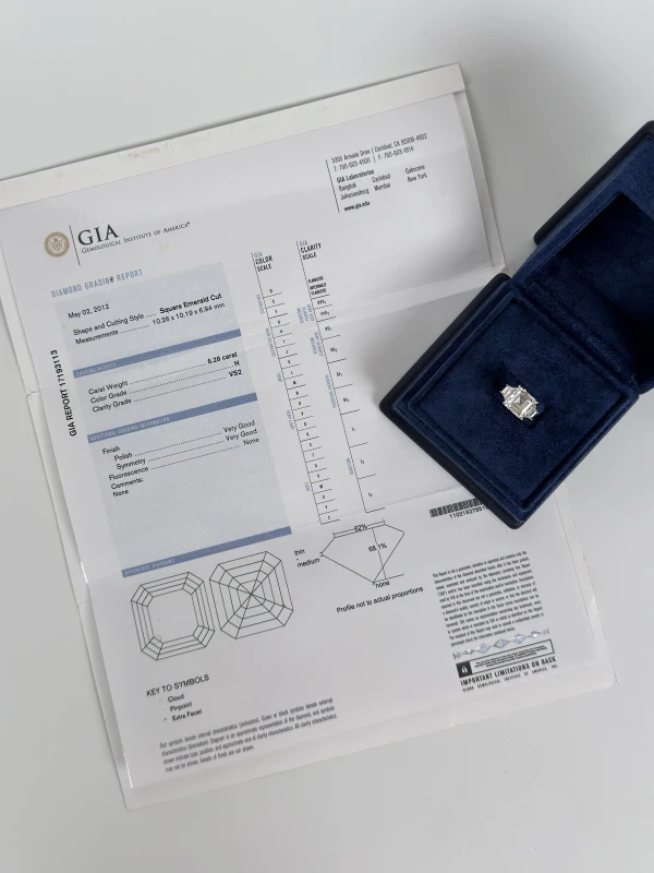 No name ASHER DIAMOND 6.28 CT H/VS2 RING (GIA) NN6.28H 7