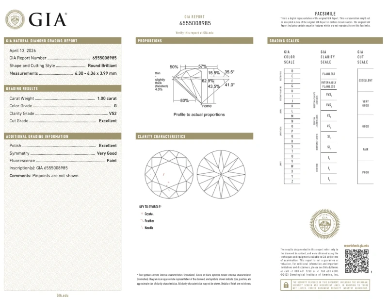 Earrings without a brand ROUND DIAMOND 1.00-1.00 CT G/VS2 EARRINGS (GIA) 7685-NN1.00-1.00 G/VS2 3