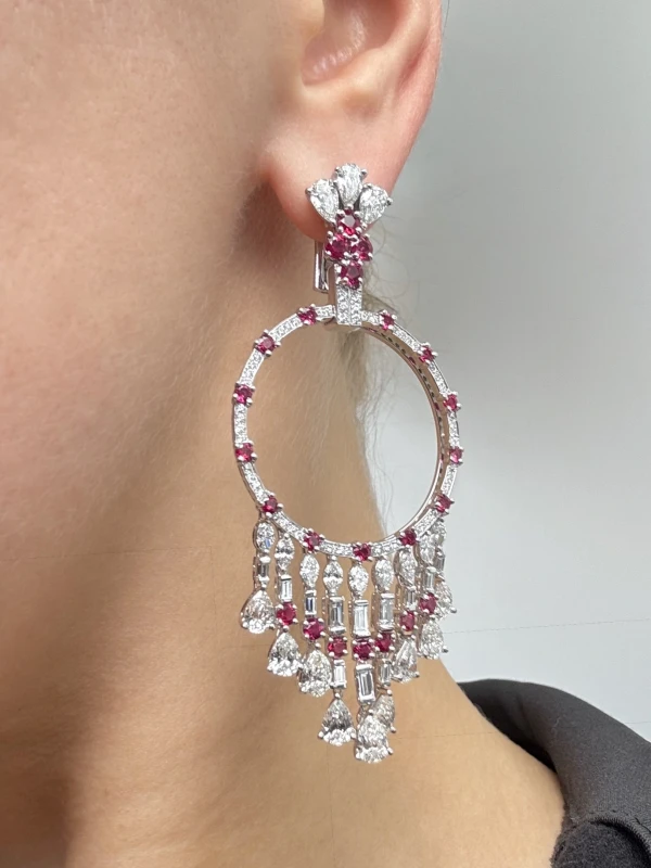GRAFF GYPSY DIAMOND 11.84 CT & RUBY 4.51 CT EARRINGS RGE11.84 2