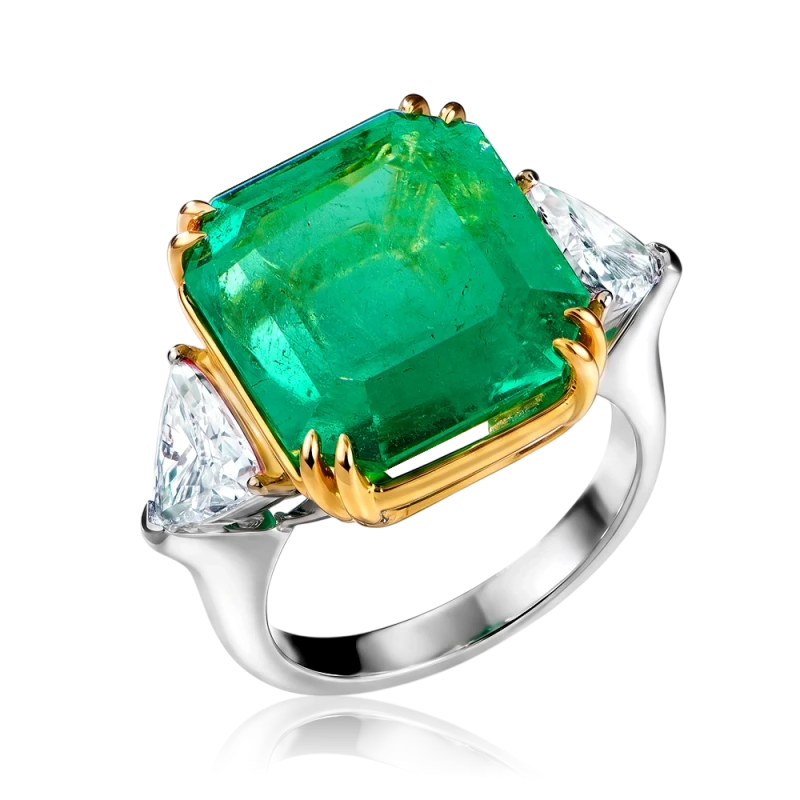 Colombia Emerald 12.82 ct Vivid Green Ring (GRS)