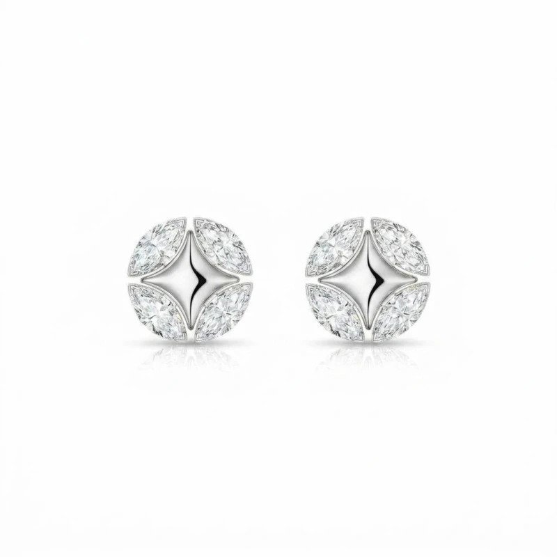 Galaxie Ear Studs, White Gold and Diamonds