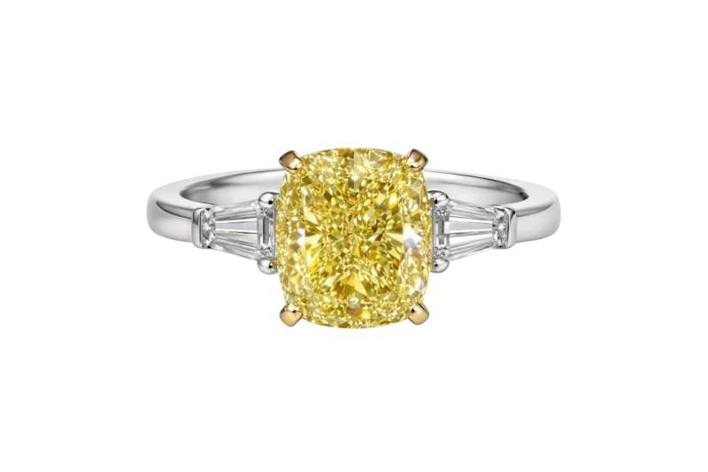 CUSHION 3.01 CT FANCY LIGHT YELLOW/VVS2 DIAMOND RING (GIA)