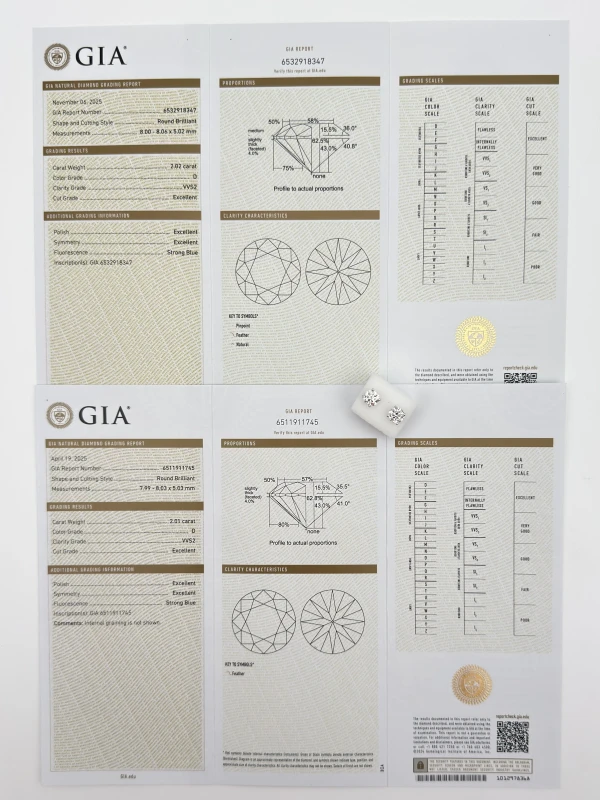 Earrings without a brand ROUND DIAMOND 2.01 - 2.02 CT D/VVS2 EARRING (GIA) EXEXEX NN2.01-2.02 6